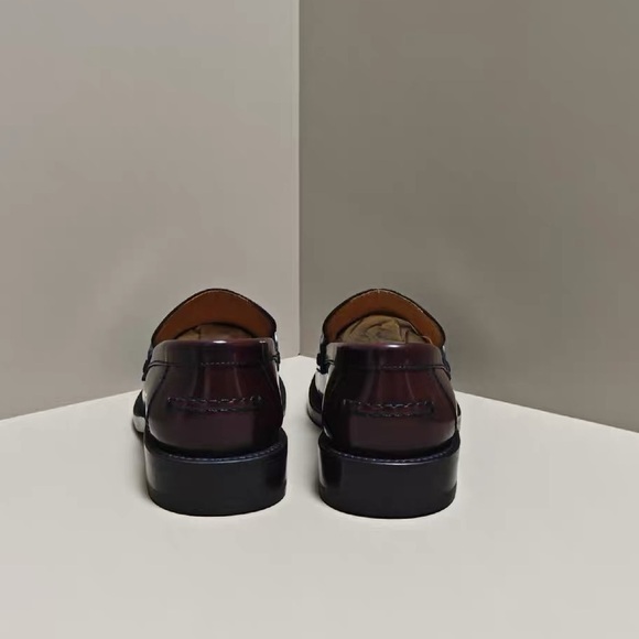 Authentic Dior Burgundy Loafers with Gold Accent - Picture 3 of 6